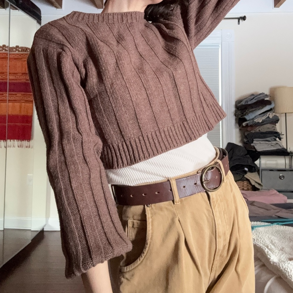 Zara Brown Ribbed Sweater - Picture 2 of 8